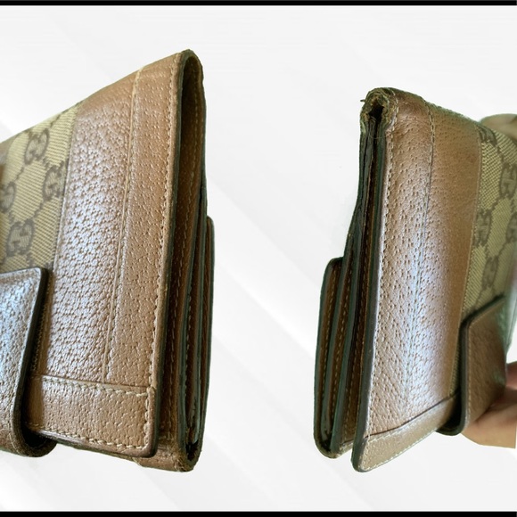 **SOLD**Authentic Gucci Brown Signature GG Bifold Wallet** - Picture 3 of 5